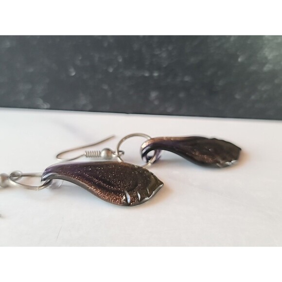 Artisan Brown Glass Dangling Pierced Earrings - Picture 7 of 10